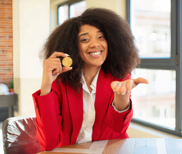 lady with bitcoin